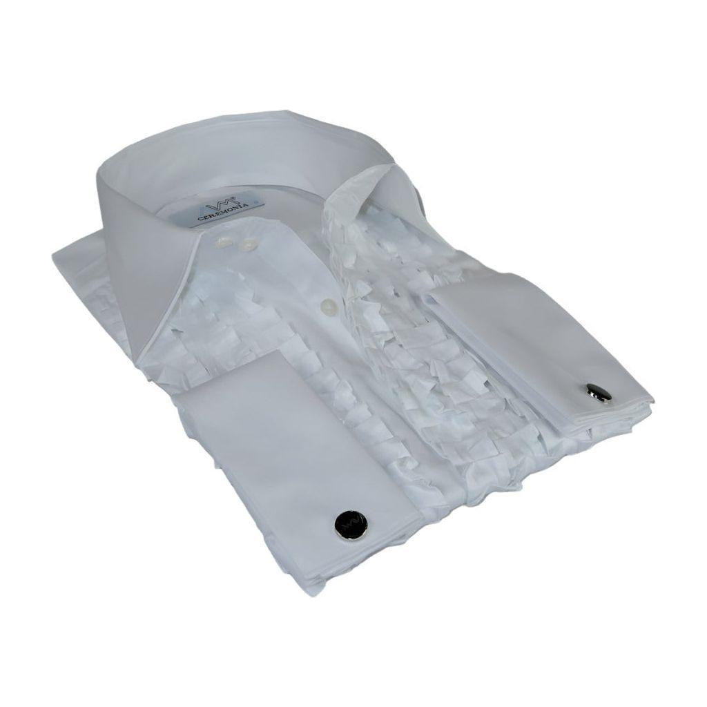 Ceremonia AVM Mens Ceremonia Tuxedo Ruffle Shirt 100% Cotton Turkey Slim Fit #paris 13 White, Men's, Size: Medium,15-15.5 neck Ceremonia AVM Mens Ceremonia Tuxedo Ruffle Shirt 100% Cotton Turkey Slim Fit #paris 13 White, Men's, Size: Medium,15-15.5 neck
