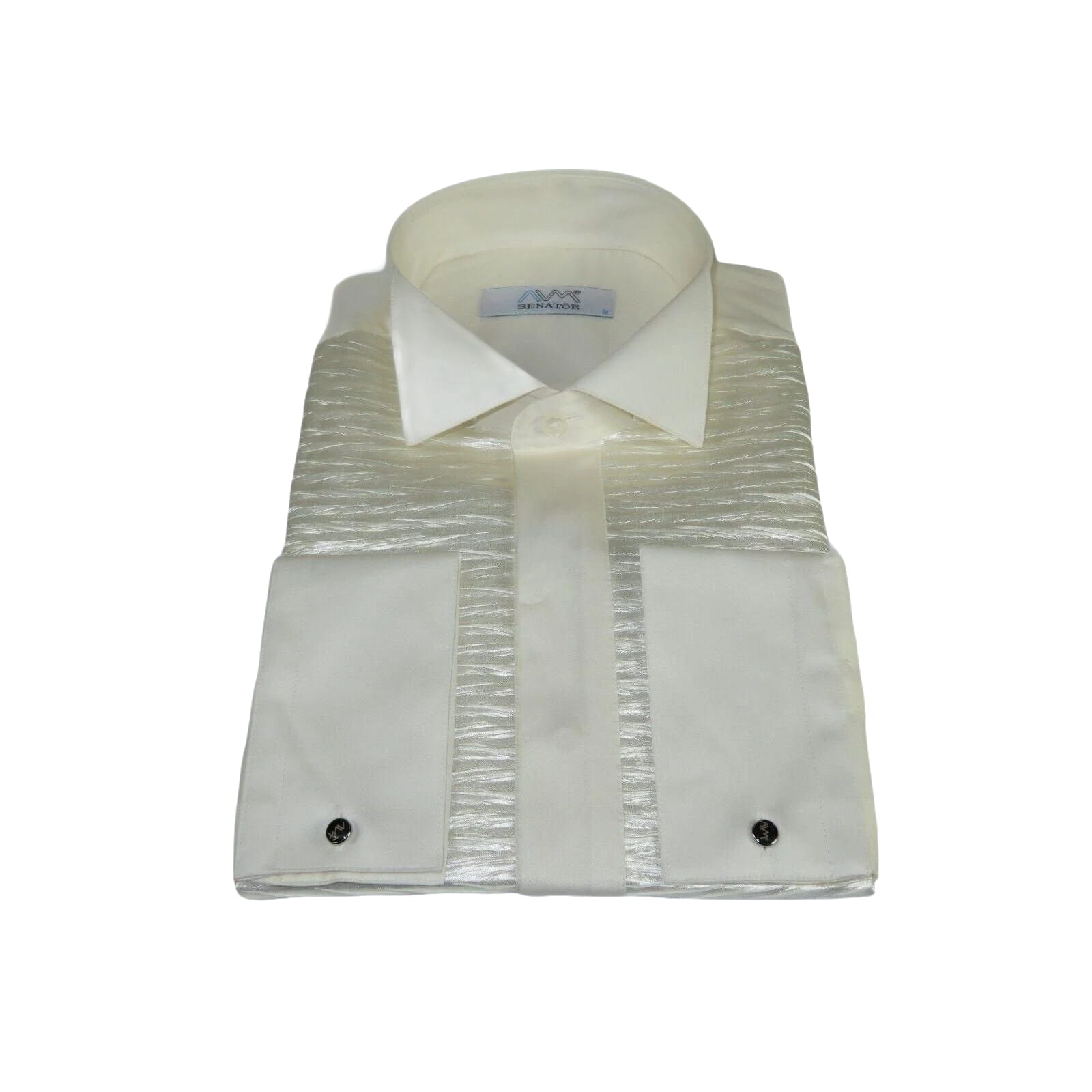 Mens CEREMONIA Tuxedo shiny Shirt 100% Cotton Turkey Slim Fit #stn 17 pta ivory - J.Valintin Men's Wear Legend - 96999