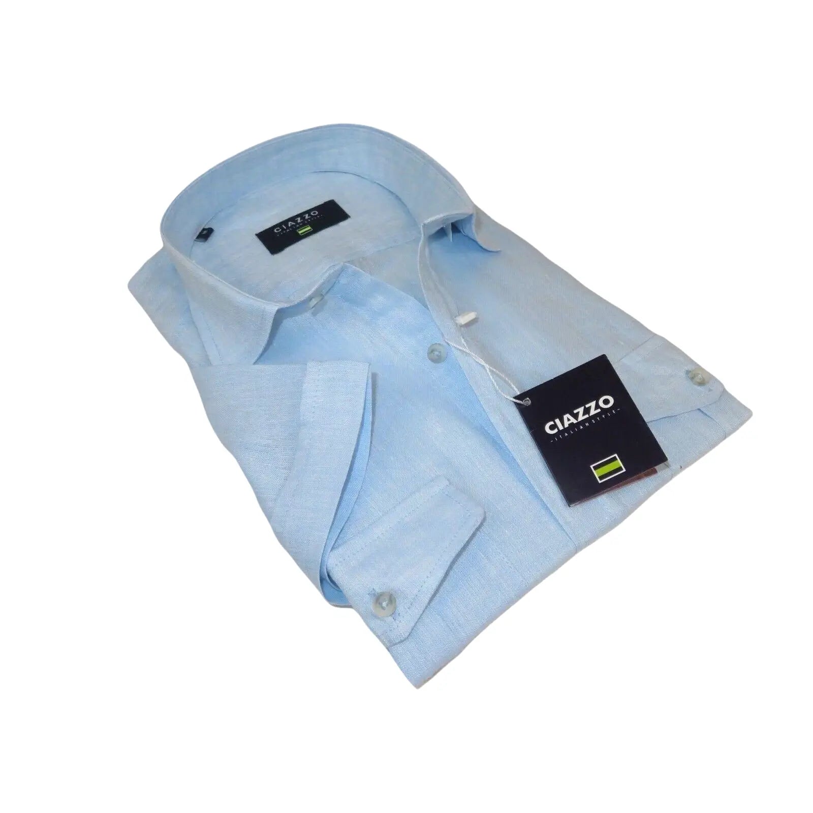 Men's Ciazzo Turkey 100% Linen Breathable Shirt Short Sleeves #Linen 19 Lt BLue - J.Valintin Men's Wear Legend - 101083