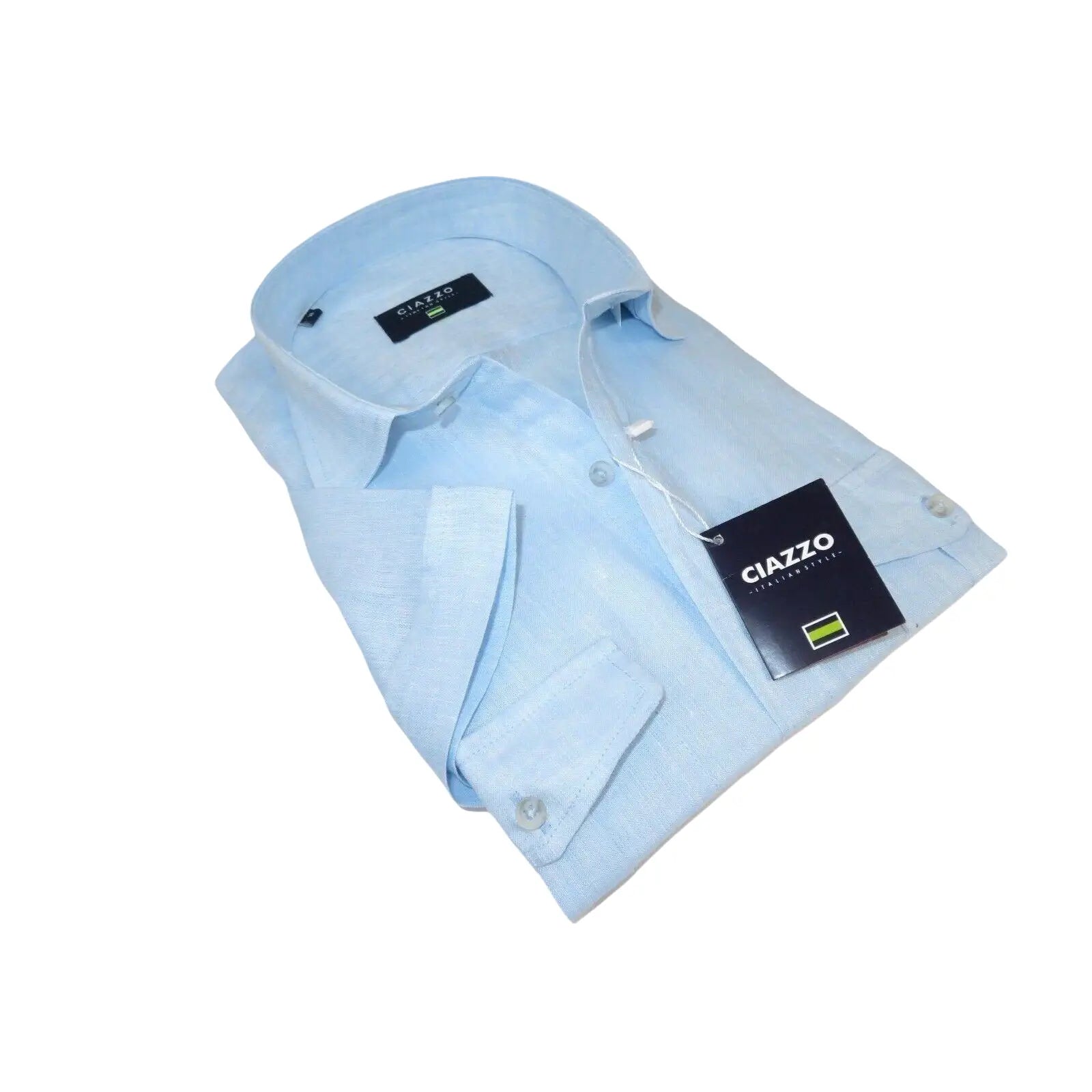 Men's Ciazzo Turkey 100% Linen Breathable Shirt Short Sleeves #Linen 19 Lt BLue - J.Valintin Men's Wear Legend - 101083