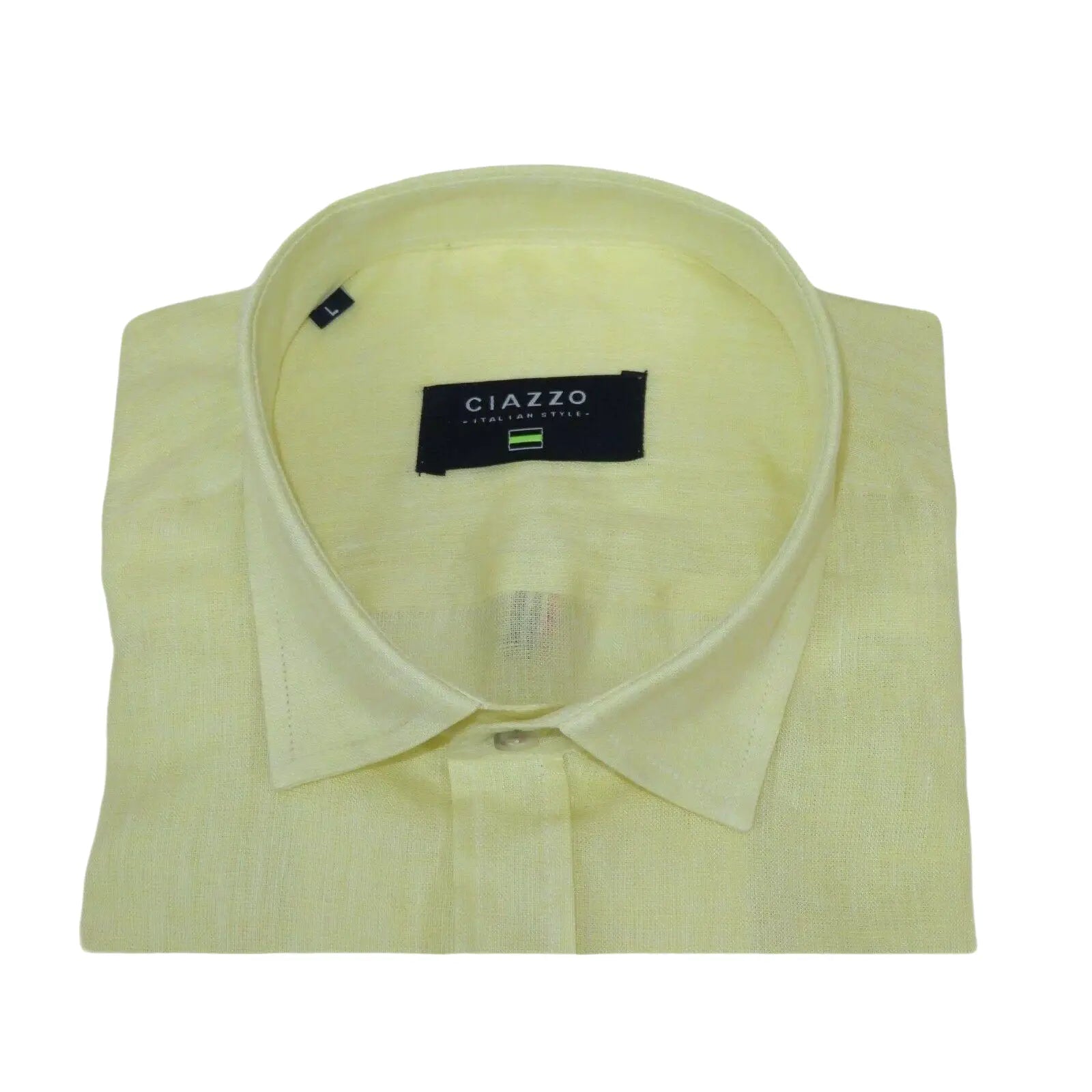 Men's Ciazzo Turkey 100% Linen Breathable Shirt Short Sleeves #Linen 22 Yellow - J.Valintin Men's Wear Legend - 101059