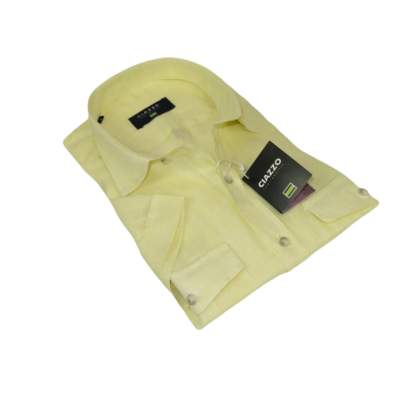 Men's Ciazzo Turkey 100% Linen Breathable Shirt Short Sleeves #Linen 22 Yellow - J.Valintin Men's Wear Legend - 101059