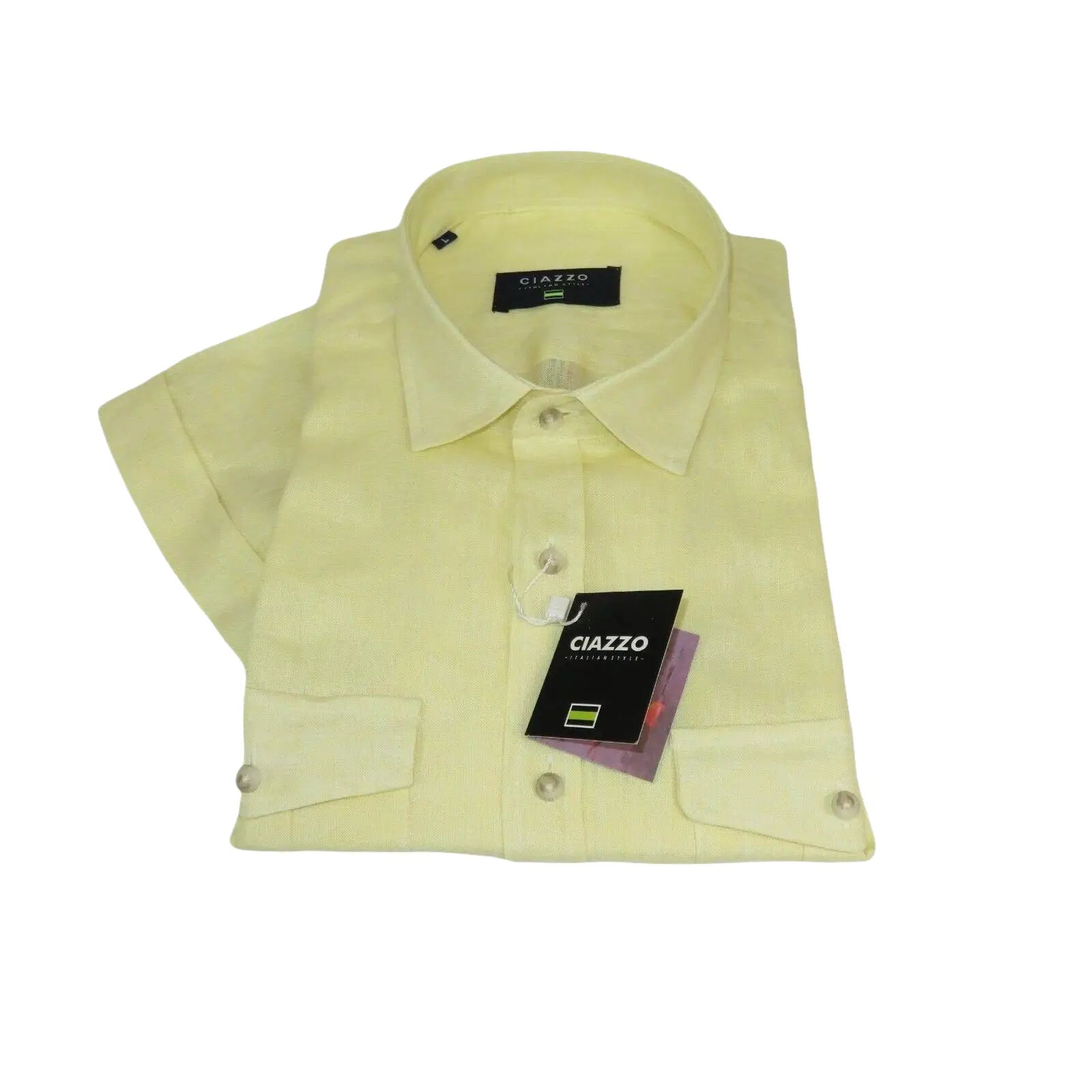 Men's Ciazzo Turkey 100% Linen Breathable Shirt Short Sleeves #Linen 22 Yellow - J.Valintin Men's Wear Legend - 101059