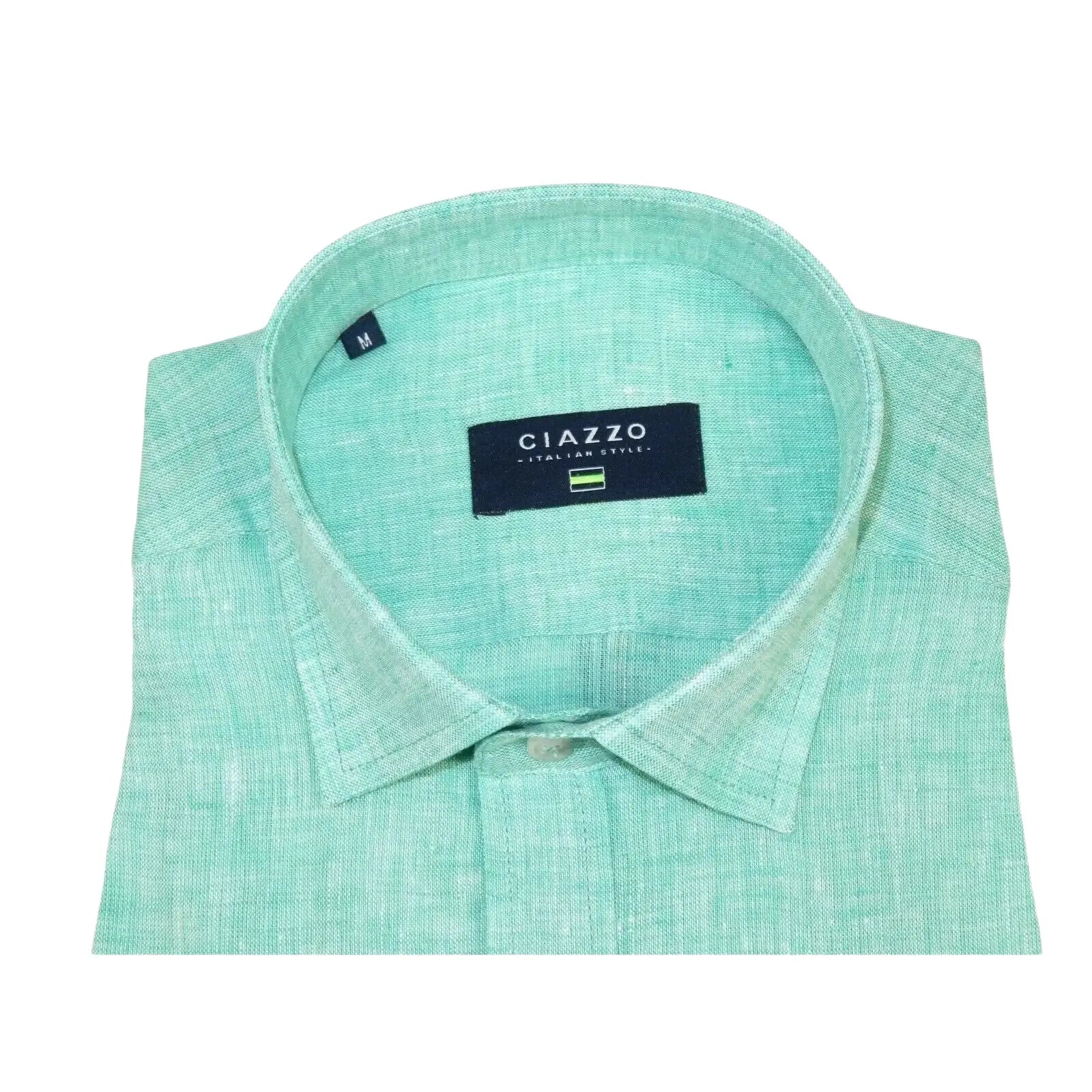 Men's Ciazzo Turkey 100% Linen Breathable Shirt Short Sleeves #Linen 63 Green - J.Valintin Men's Wear Legend - 101067