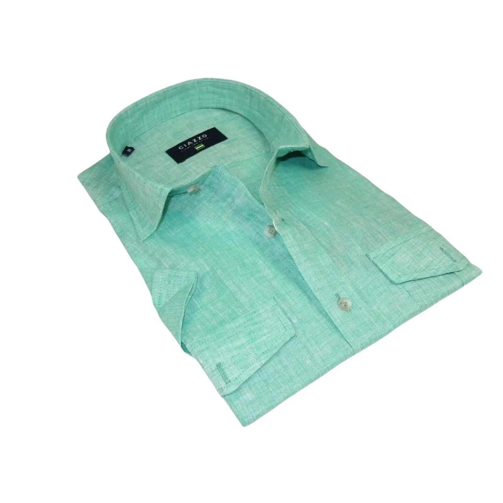 Men's Ciazzo Turkey 100% Linen Breathable Shirt Short Sleeves #Linen 63 Green - J.Valintin Men's Wear Legend - 101067