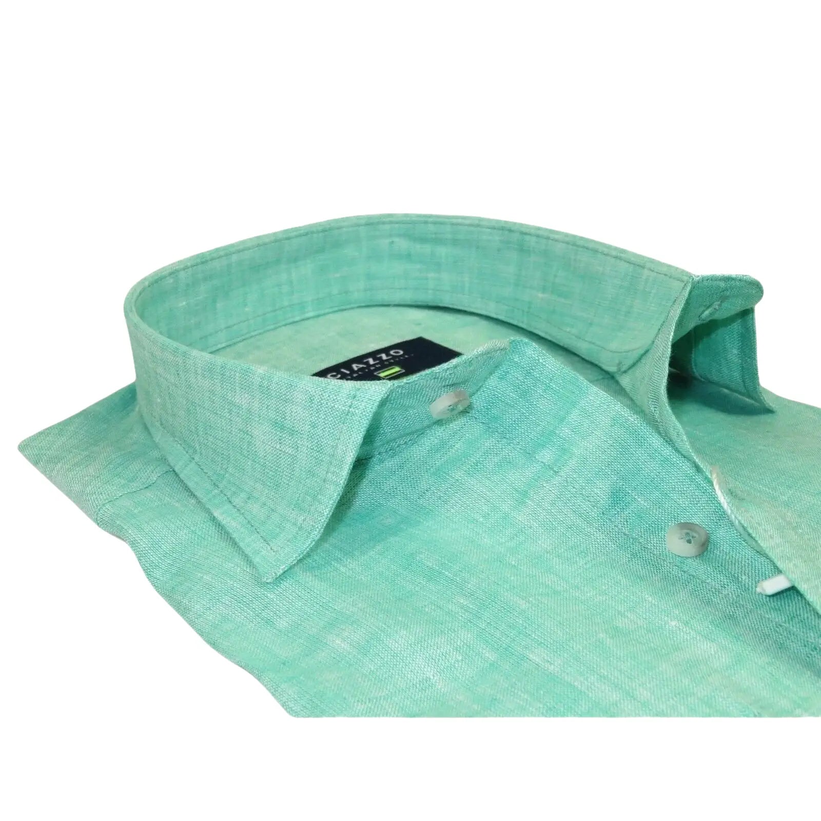 Men's Ciazzo Turkey 100% Linen Breathable Shirt Short Sleeves #Linen 63 Green - J.Valintin Men's Wear Legend - 101067