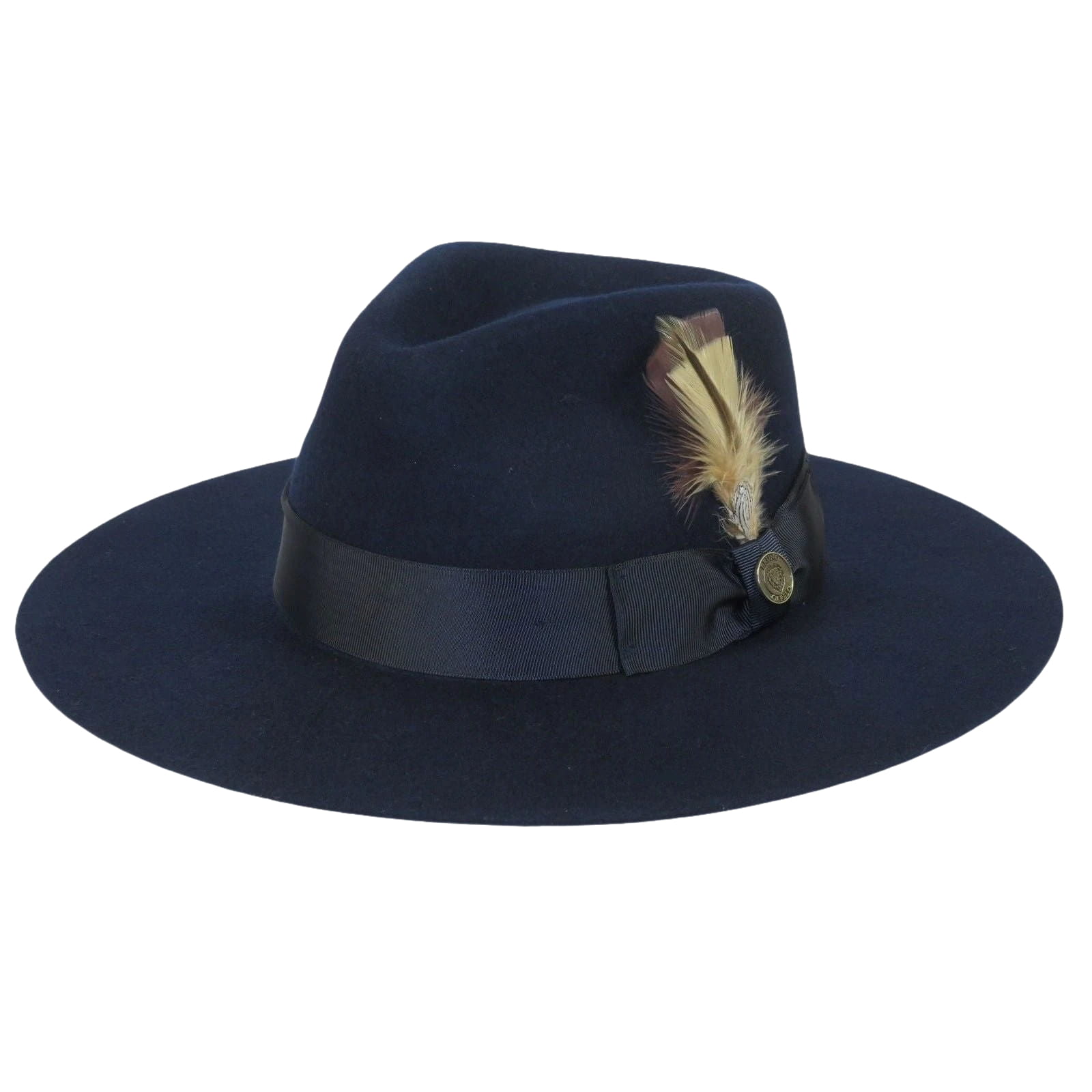 Mens Hat By BRUNO CAPELO Australian Wool Wide Brim Fedora Duke DU722 Navy - J.Valintin Men's Wear Legend - DU722 - Navy - S