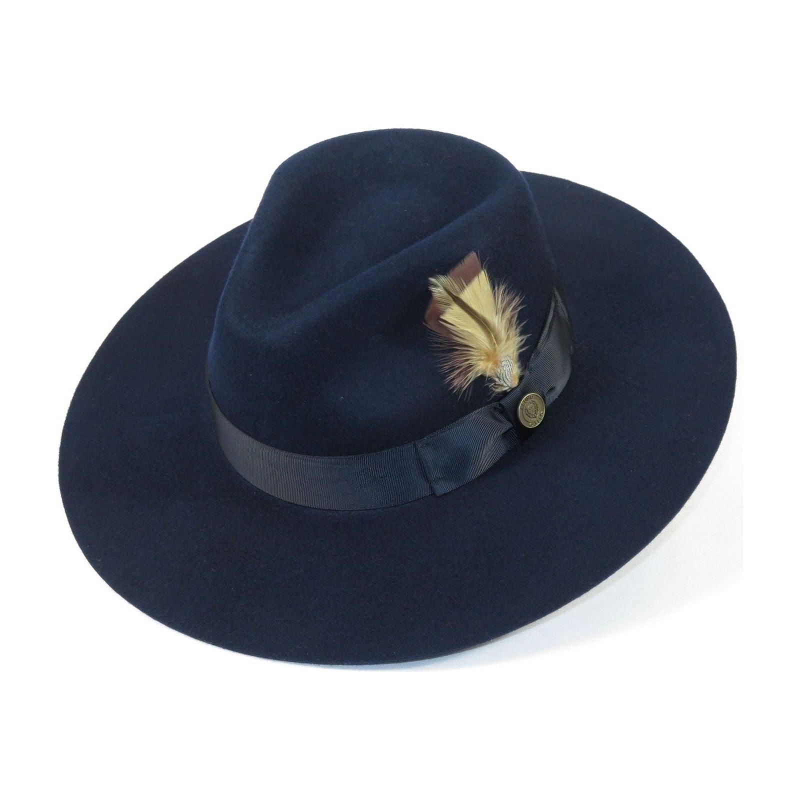 Mens Hat By BRUNO CAPELO Australian Wool Wide Brim Fedora Duke DU722 Navy - J.Valintin Men's Wear Legend - DU722 - Navy - S