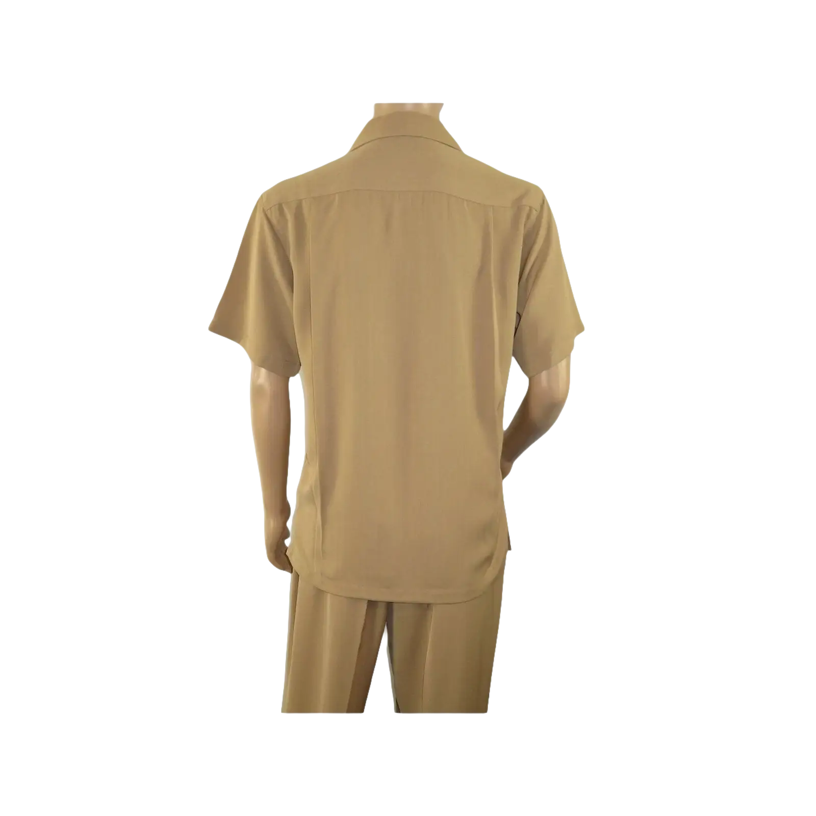 Mens INSERCH 2pc Walking Leisure Suit Shirt Pants Set Short Sleeves 9356 Khaki - J.Valintin Men's Wear Legend - 94120