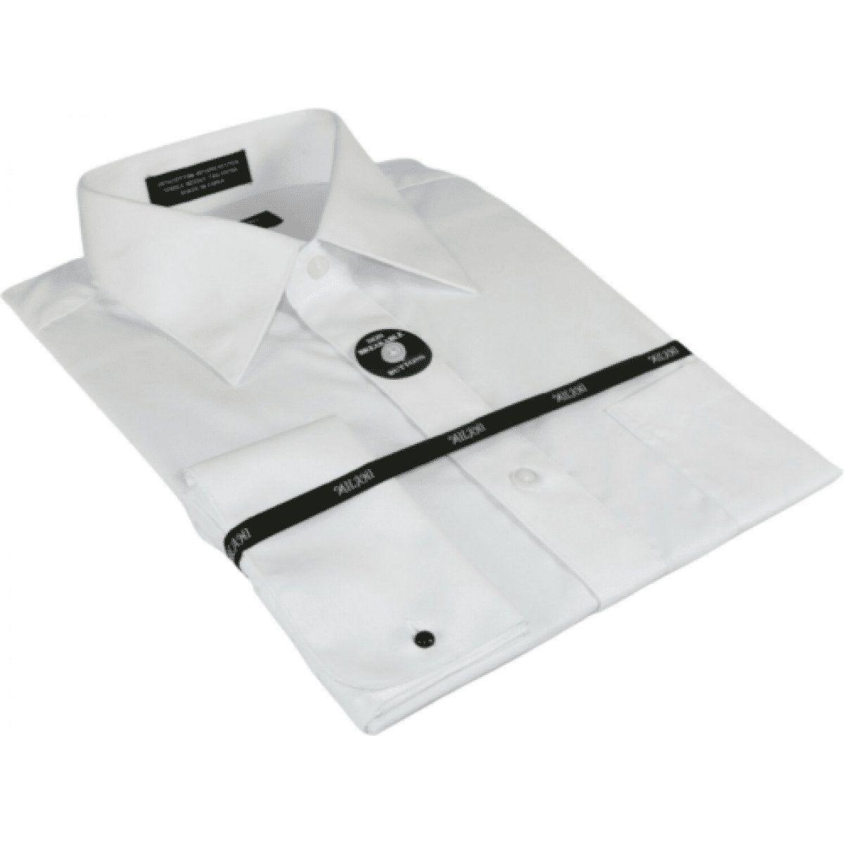 mens white french cuff dress shirt Mens Milani dress shirt cotton Blend easy wash long sleeves White French Cuffs, Men's, Size: Regular