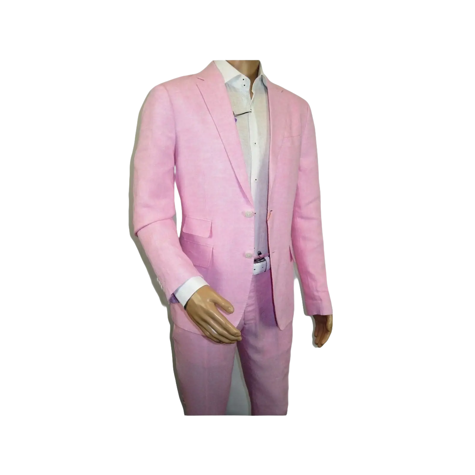 Mens Premium 100% Linen Cocktail Suit by INSERCH Breathable and cool SU880 Pink - J.Valintin Men's Wear Legend - 100661