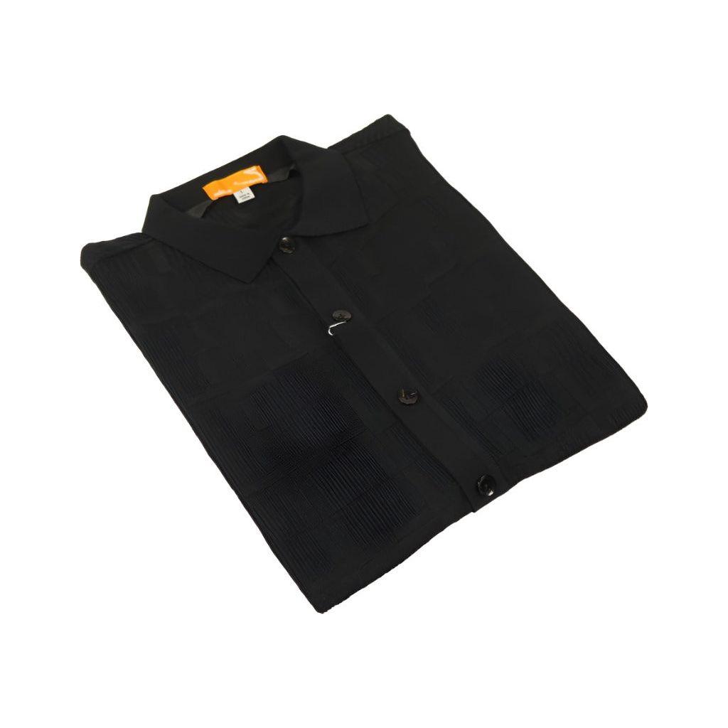 stacy adams dress shirts Mens Stacy Adams Italian Style Knit Woven Shirt Short Sleeves 71010 Black - XL