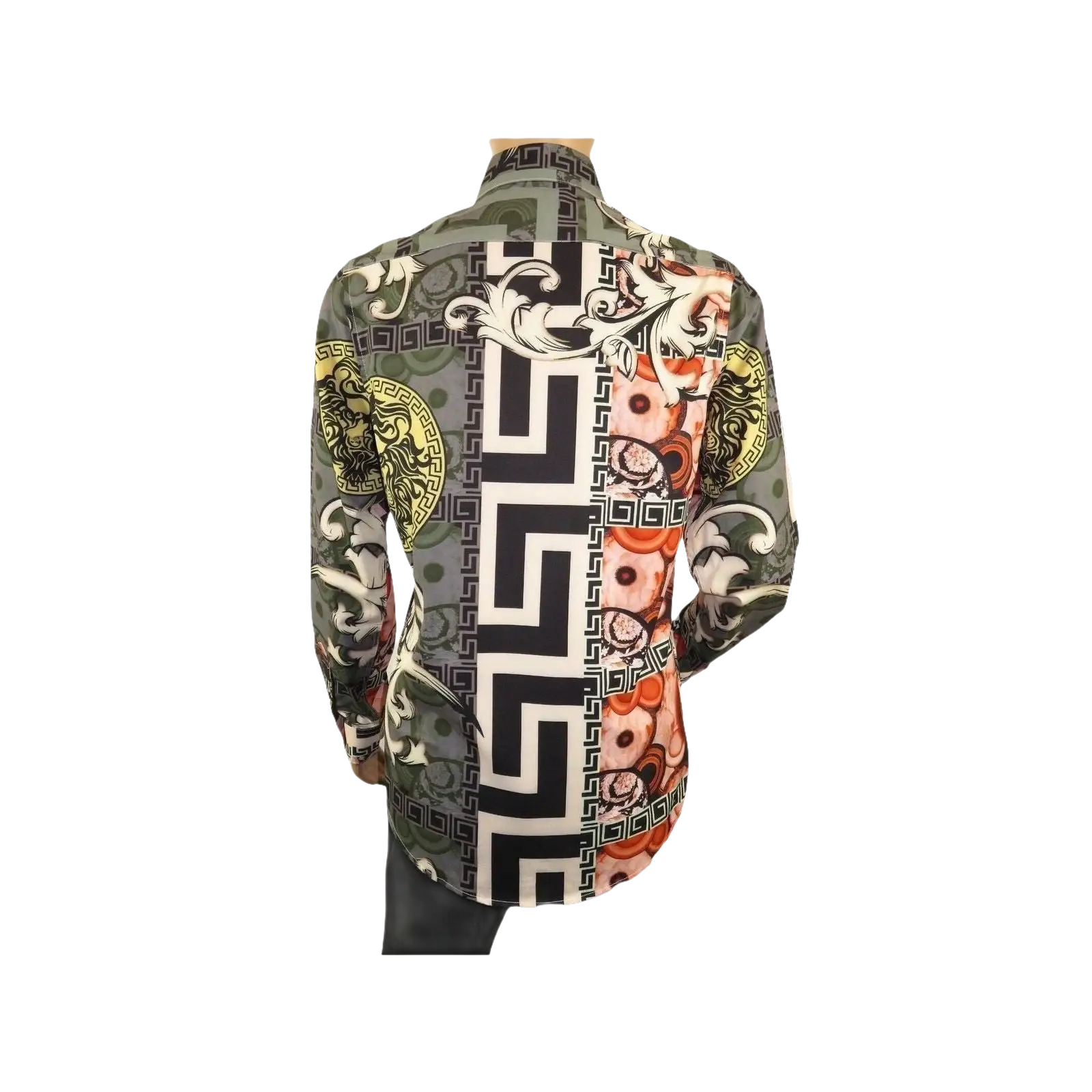 Mens Stacy Adams Medallion Lion Print Sports Shirt Stage Singer 4951 Gray Multi - J.Valintin Men's Wear Legend - 97801