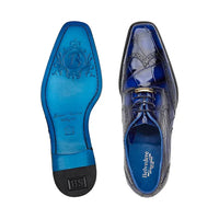 Belvedere Santo Genuine American Alligator Wingtip Shoes Ant. Blue R70