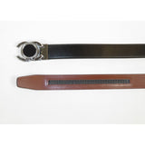 Men VALENTINI Leather Track Belt Medallion Fancy Designer V533-S Black