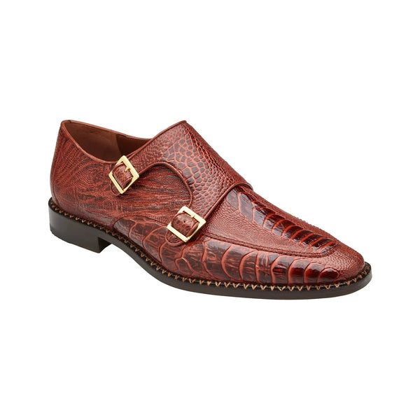 Belvedere Valiente Men's Shoes Ostrich Leg Double Monk Antique Rust