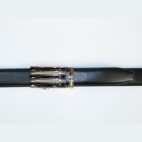 Mens VALENTINI Leather Belt Automatic Adjustable Removable Buckle RT016 Black