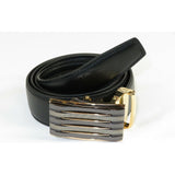 Mens VALENTINI Leather Belt Automatic Adjustable Removable Buckle RT016 Black