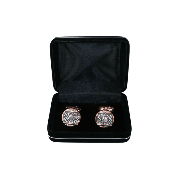 Mens Cufflinks by Vitorofolo for French Cuff Shirt V49-2 Rose gold plated,Stoned