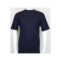 Mens Dressy T-Shirt  Log-In Uomo Soft Crew Neck Corded Short Sleeves 218 Navy
