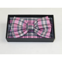 Men Bow Tie/Hankie Formal For Tuxedo or Business Suit #BT25 Pink Gray