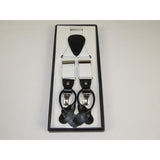 ELEGANT Suspenders Clip on and Button Option for Slacks or Suit Pants White