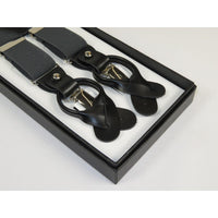 ELEGANT Suspenders Clip on and Button Option for Slacks or Suit Pants Charcoal