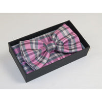 Men Bow Tie/Hankie Formal For Tuxedo or Business Suit #BT25 Pink Gray