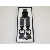 ELEGANT Suspenders Clip on and Button Option for Slacks or Suit Pants Charcoal