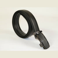 Mens VALENTINI Leather Belt Automatic Adjustable Removable Buckle RT030 Black