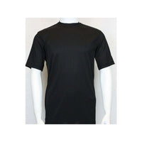 Men Dressy T-Shirt  Log-In Uomo Soft Crew Neck Silky Short Sleeves 218 Black