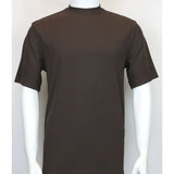 Mens Dressy T-Shirt  Log-In Uomo Soft Crew Neck Corded Short Sleeves 218 Brown