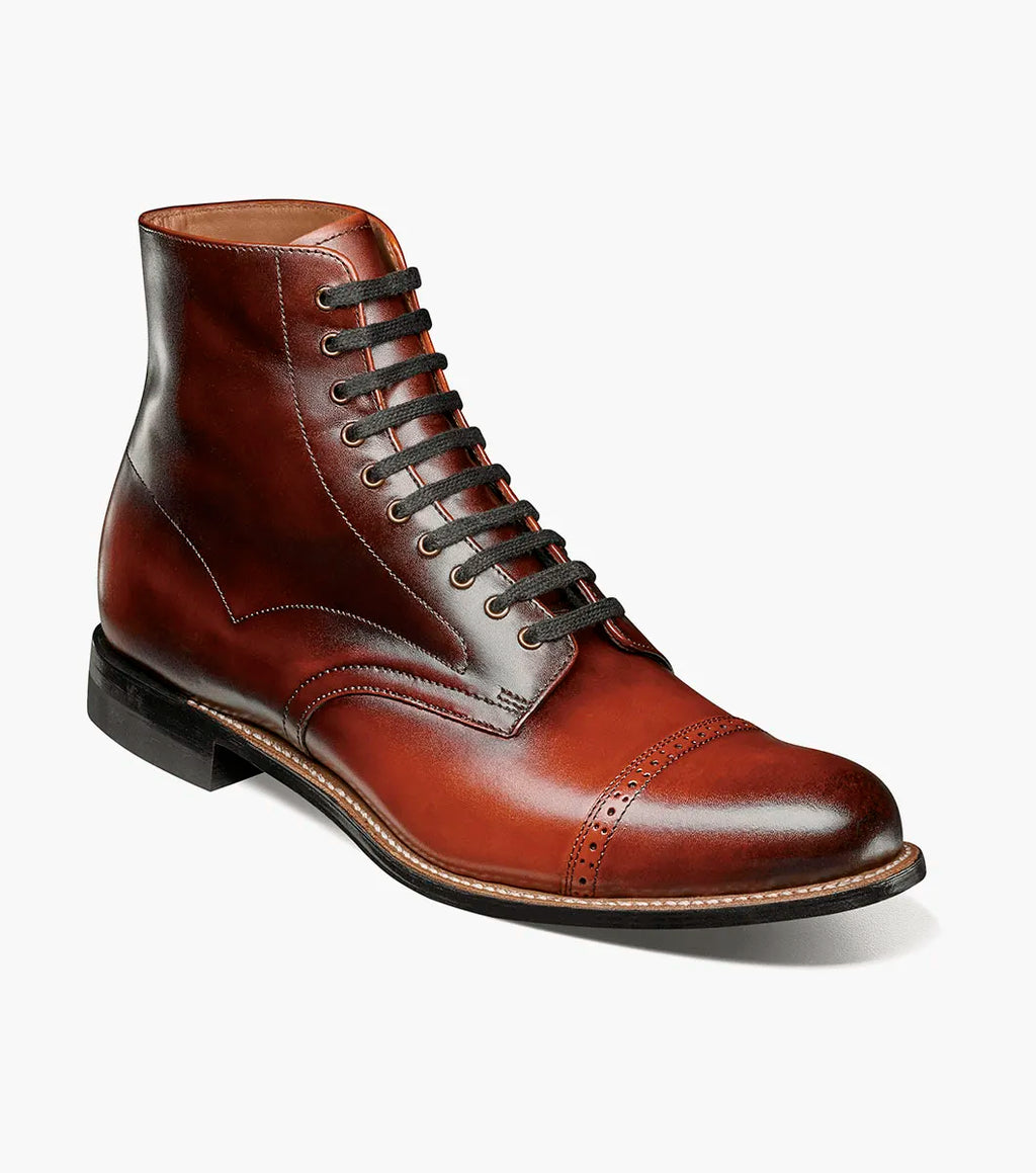 Stacy Adams Madison Cap Toe Lace Up Boot Tone On Tone Cognac 00110-221