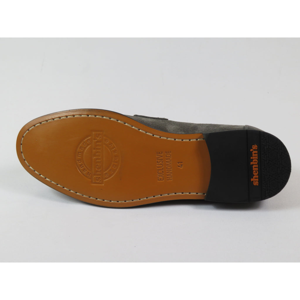 Men's Shoes By SHENBINS Genuine Soft Suede Leather Hand Made in Turkey 0053 Gray