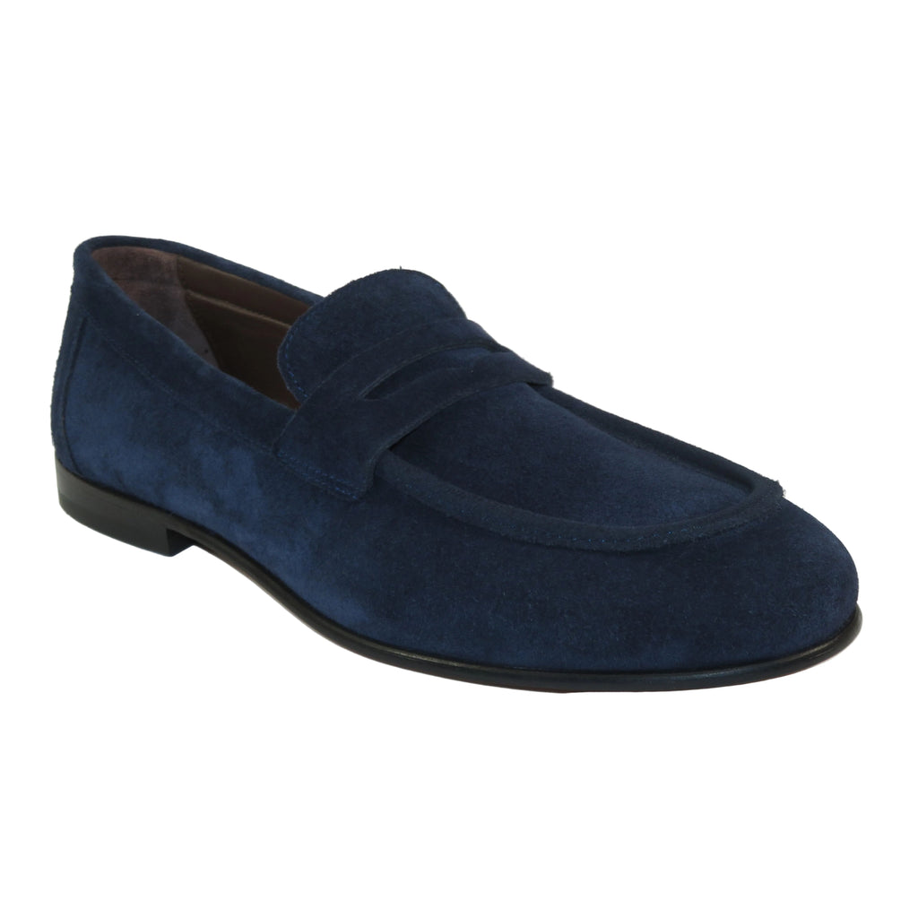 Men's Shoes By SHENBINS Genuine Soft Suede Leather Hand Made in Turkey 0053 Navy Blue