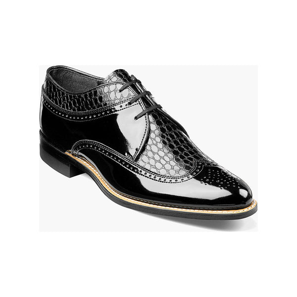 00605, Stacy Adams Leather Shoes Dayton Wintip Oxford Black White
