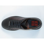 Men's Fashion Sneaker Shoes By SHENBINS Croc Deer Leather Hand Made 0101 Black Burgundy