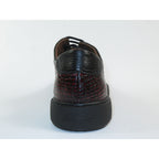 Men's Fashion Sneaker Shoes By SHENBINS Croc Deer Leather Hand Made 0101 Black Burgundy