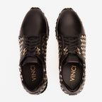 The Mackenzie Black & Gold Woven Leather Men Sneaker