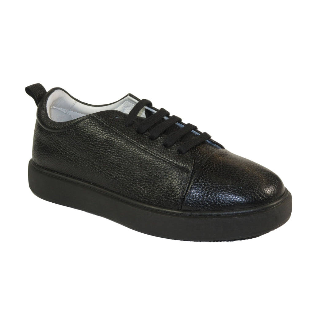 Men's Fashion Sneaker Shoes By SHENBINS Soft Deer Leather Hand Made in Turkey 0168 Black