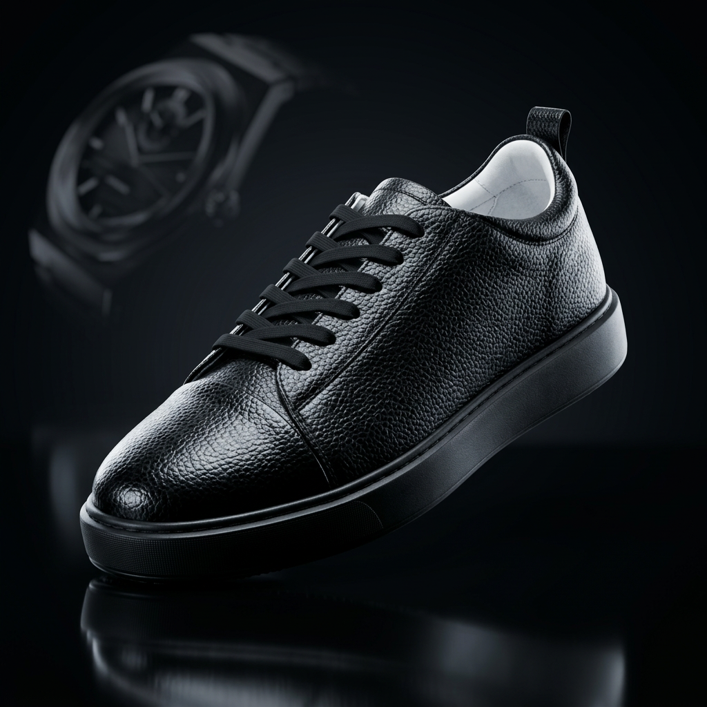 Men's Fashion Sneaker Shoes By SHENBINS Soft Deer Leather Hand Made in Turkey 0168 Black