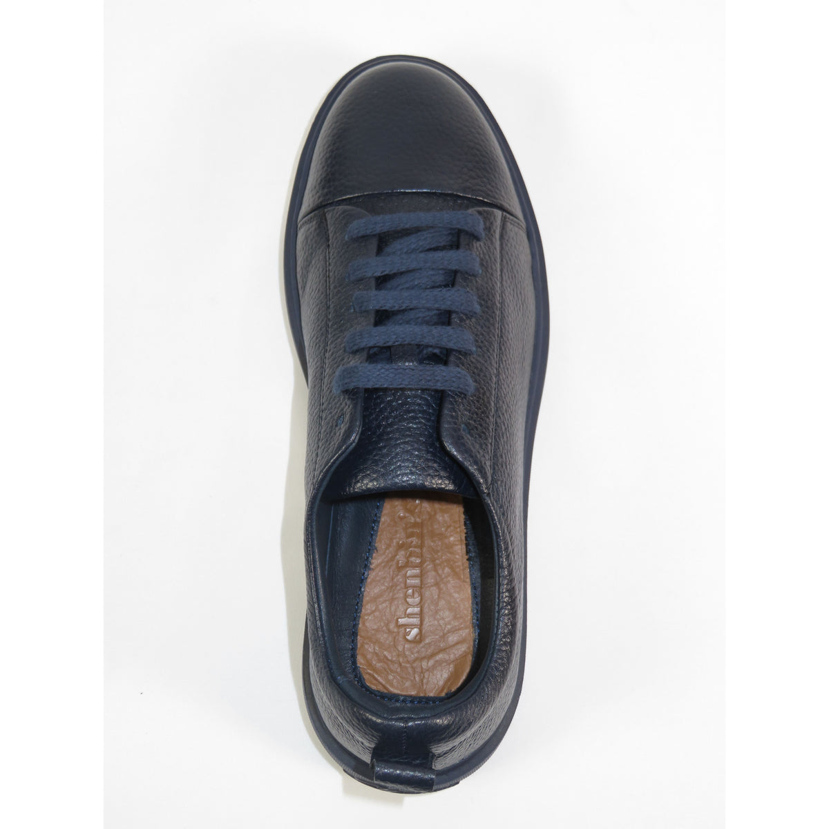 Men's Fashion Sneaker Shoes By SHENBINS Soft Deer Leather Hand Made in Turkey 0168 Navy Blue