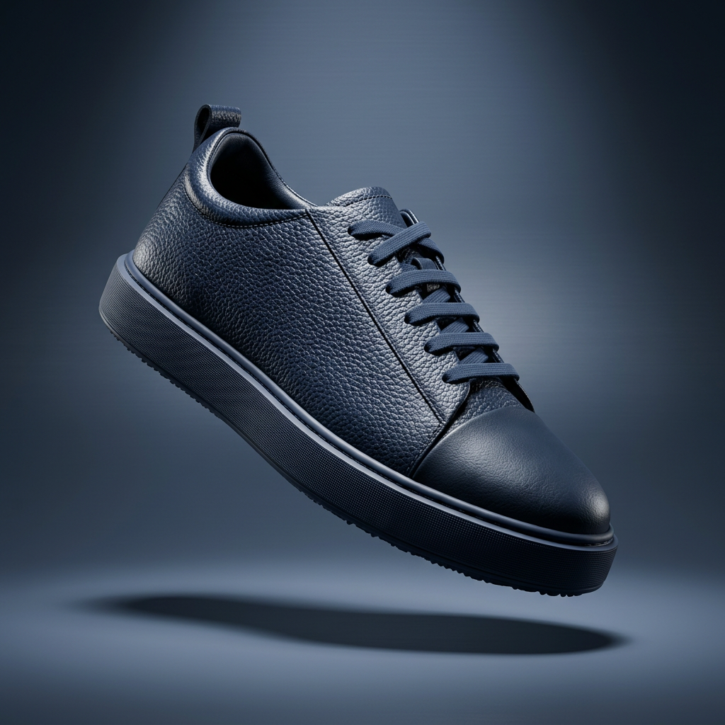Men's Fashion Sneaker Shoes By SHENBINS Soft Deer Leather Hand Made in Turkey 0168 Navy Blue
