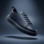 Men's Fashion Sneaker Shoes By SHENBINS Soft Deer Leather Hand Made in Turkey 0168 Navy Blue