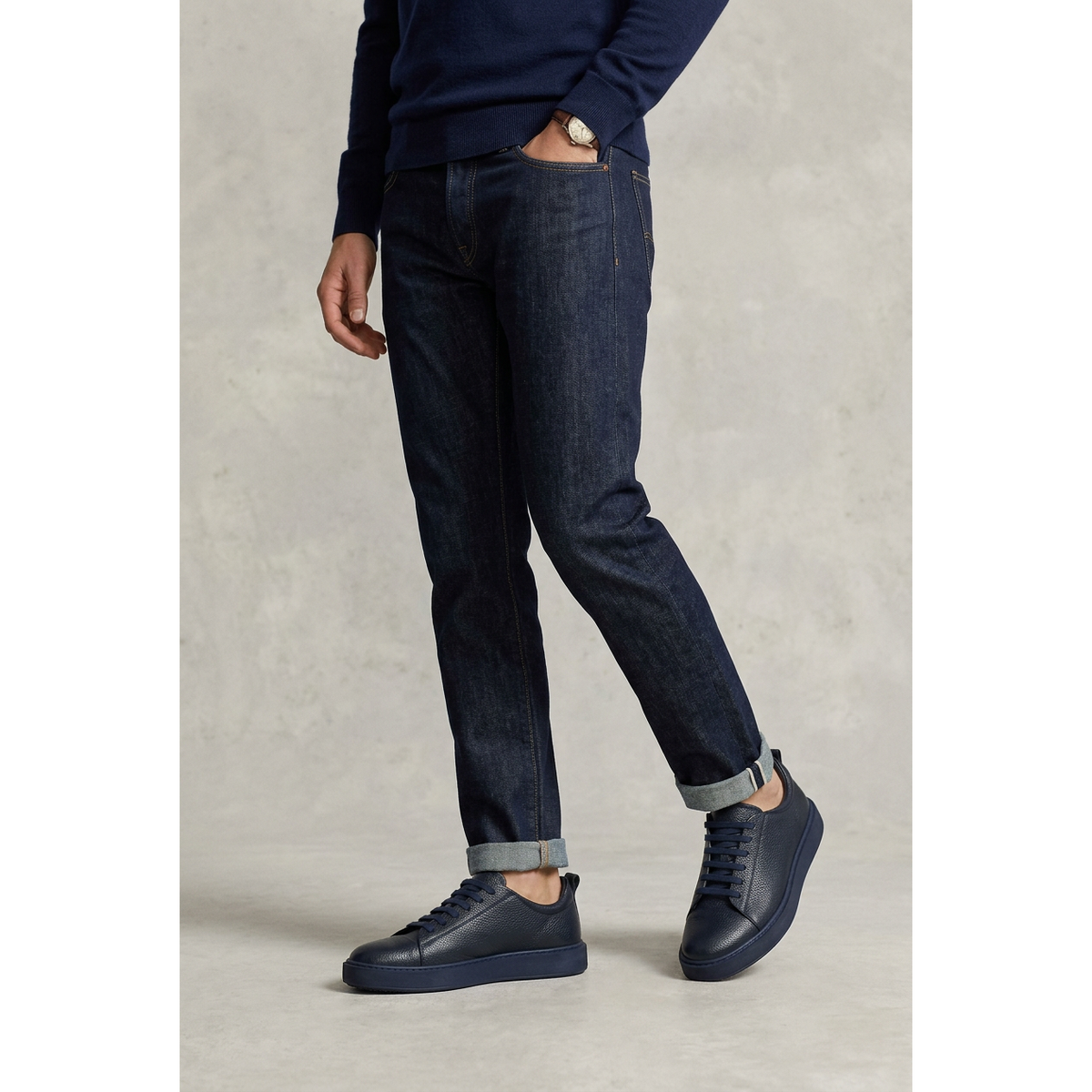 Men's Fashion Sneaker Shoes By SHENBINS Soft Deer Leather Hand Made in Turkey 0168 Navy Blue