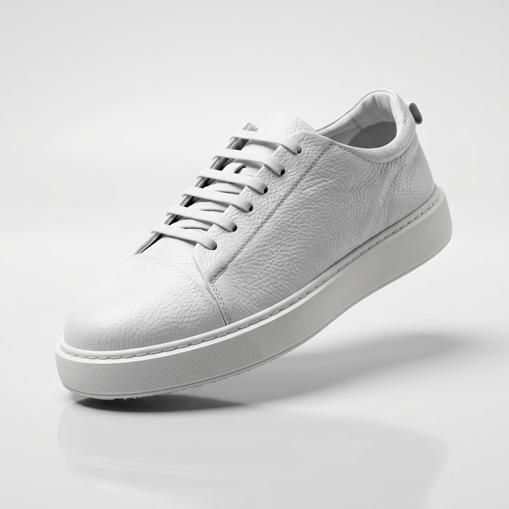 Men's Fashion Sneaker Shoes By SHENBINS Soft Deer Leather Hand Made in Turkey 0168 White