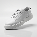 Men's Fashion Sneaker Shoes By SHENBINS Soft Deer Leather Hand Made in Turkey 0168 White
