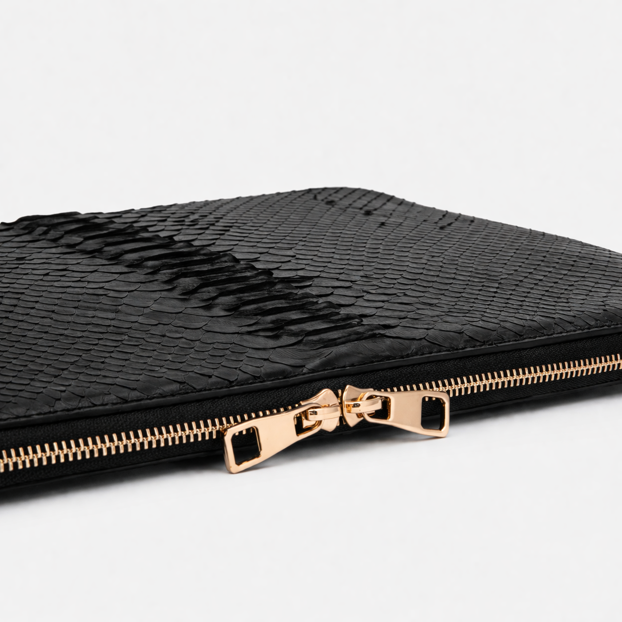 The Varese Black Hand-Painted Snake Leather 14” Laptop Portfolio