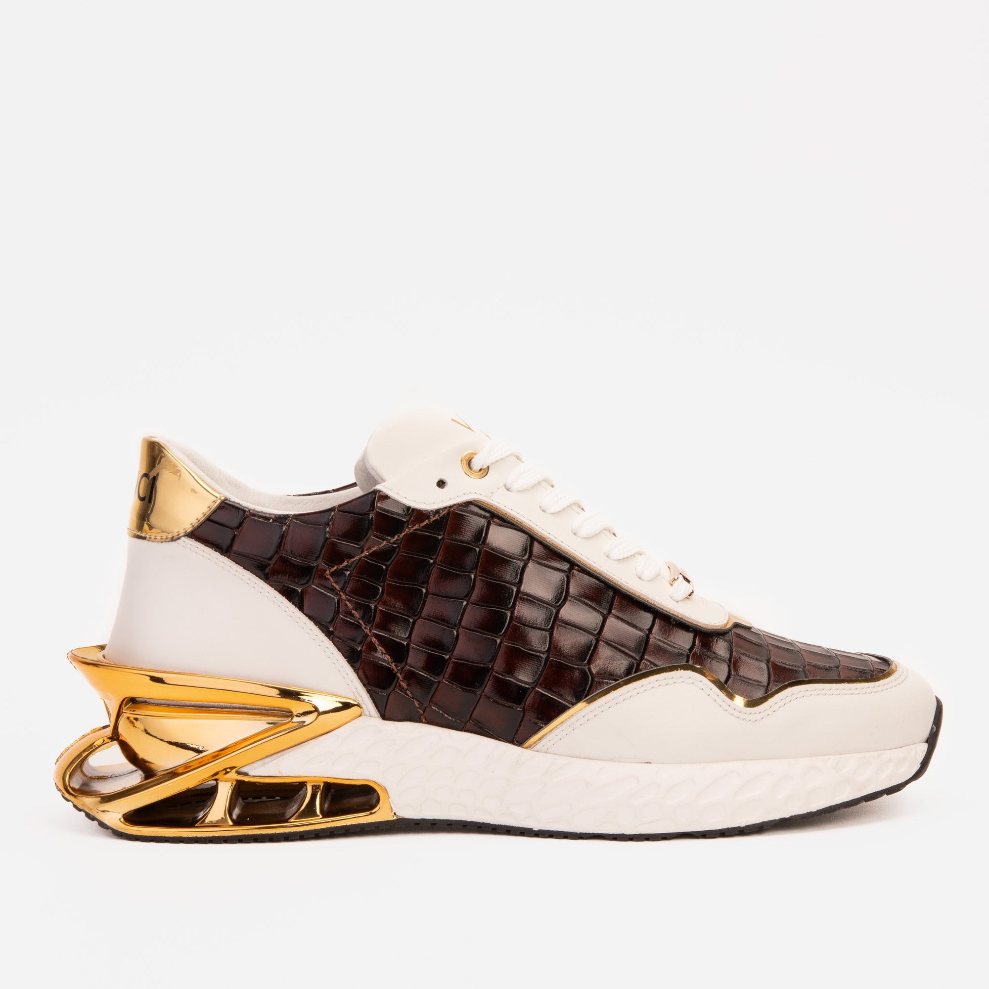 Vinci The Bellagio White & Gold Leather Men Sneaker