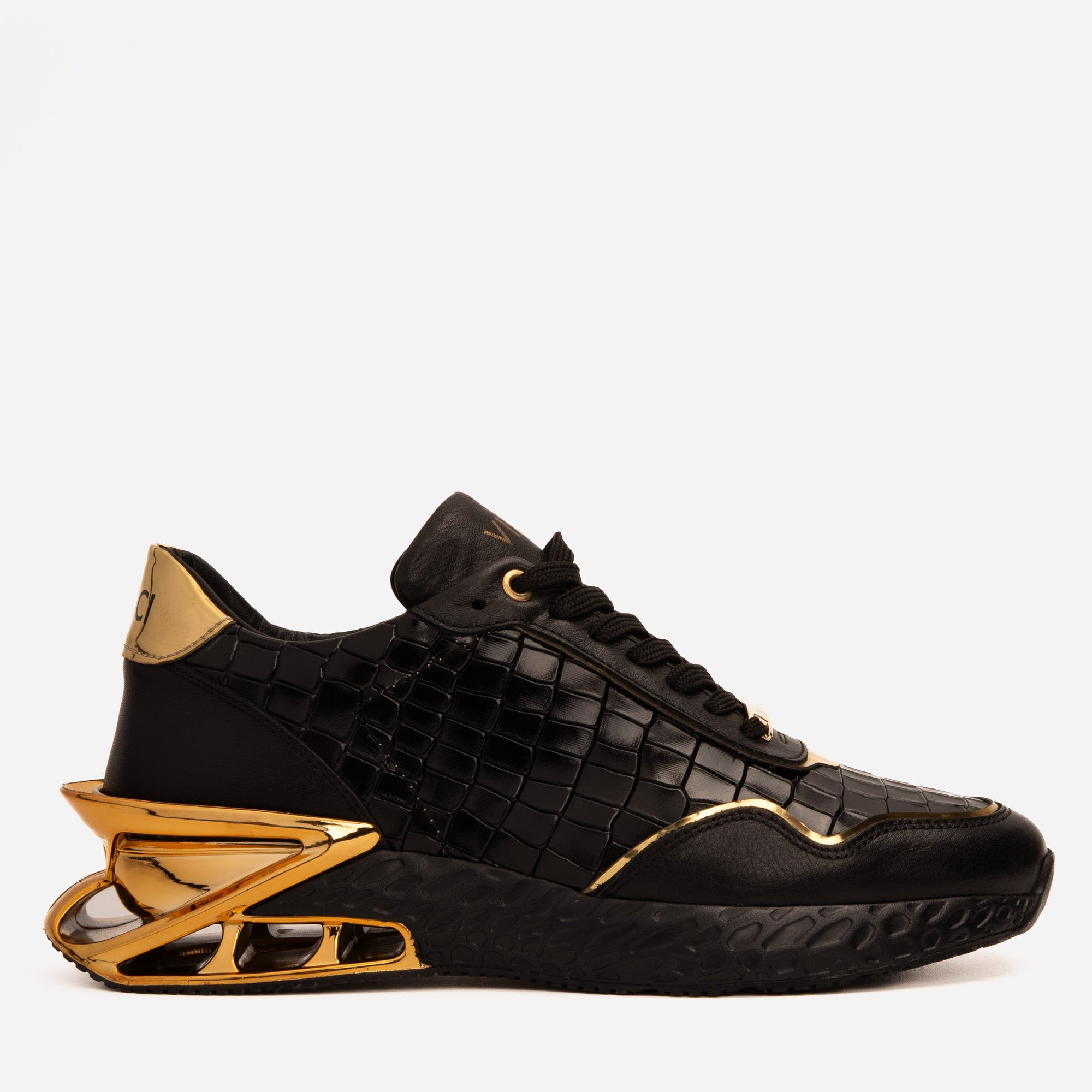 Vinci The Bellagio Black & Gold Leather Men Sneaker